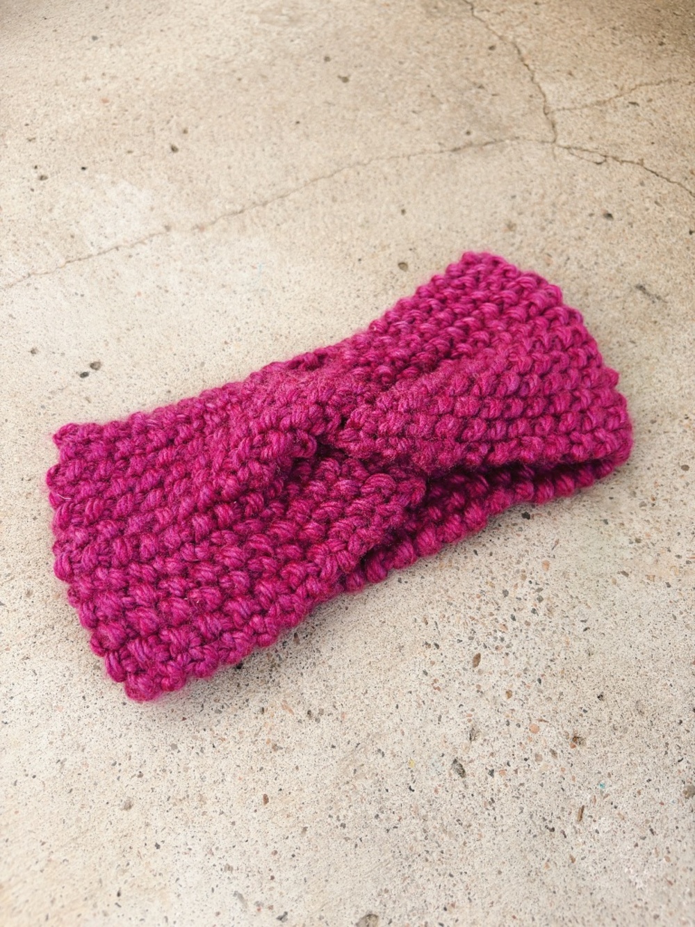 Handmade Knitted Hot Pink Chunky Twist Headband/Earwarmer
